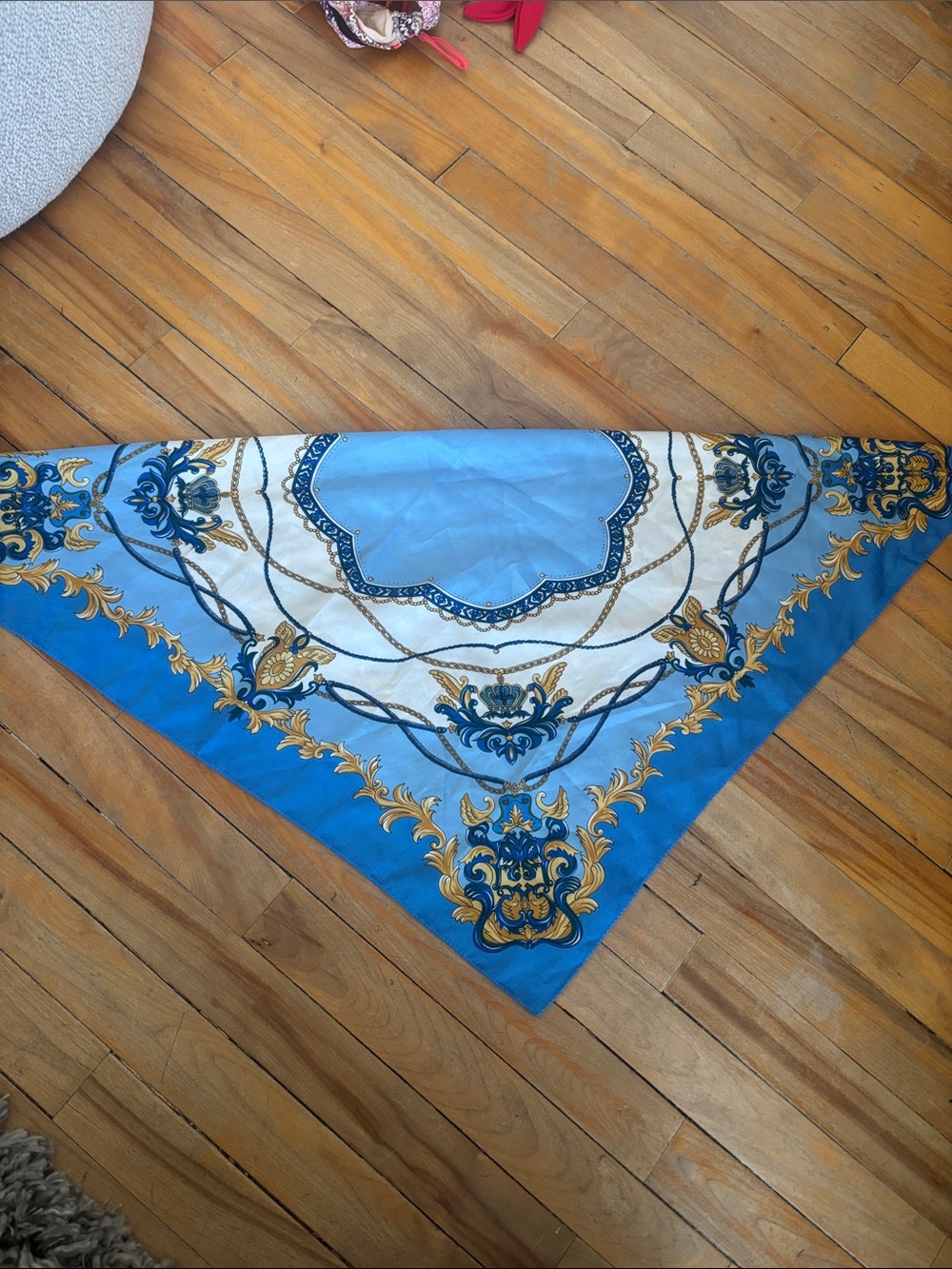 Blue and White Decorative Scarf - Luxury Home Accent